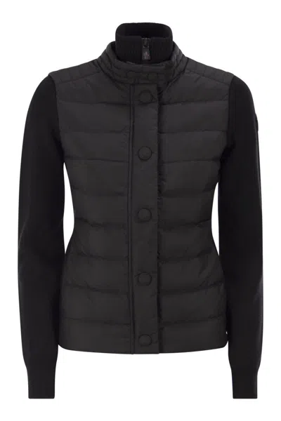 Moncler Grenoble Padded Cardigan In Wool In Black