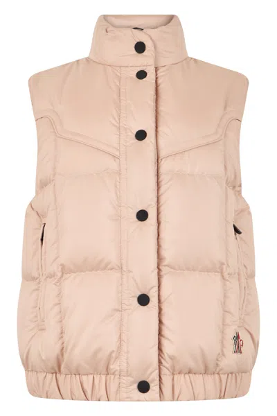 Moncler Grenoble Padded Down Vest With High Collar In Neutral