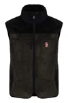 Moncler Versatile Sleeveless Padded Fleece Vest In Brown