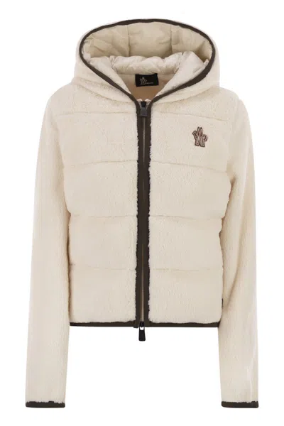 Moncler Grenoble Padded Hoodie With Zip In Polartec® In Neutral