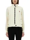 Moncler Grenoble Women Padded Jacket With Wool Sleeves In Beige