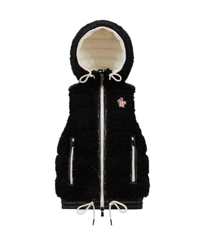 Moncler Grenoble Padded Teddy Zip-up Gilet In Black