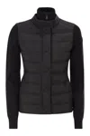 Moncler Grenoble Padded Wool Cardigan In Black