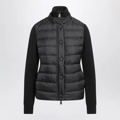 Moncler Grenoble Padded Wool-blend Cardigan With Stretch Base In Black