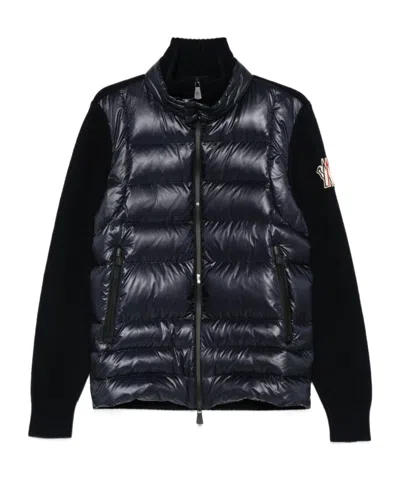 Moncler Grenoble Padded Wool Zip-up Cardigan Clothing In Black
