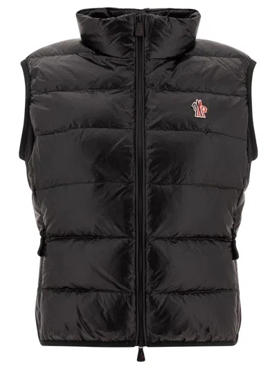 Moncler Grenoble Padded Zip-up Jersey Vest Clothing In Black