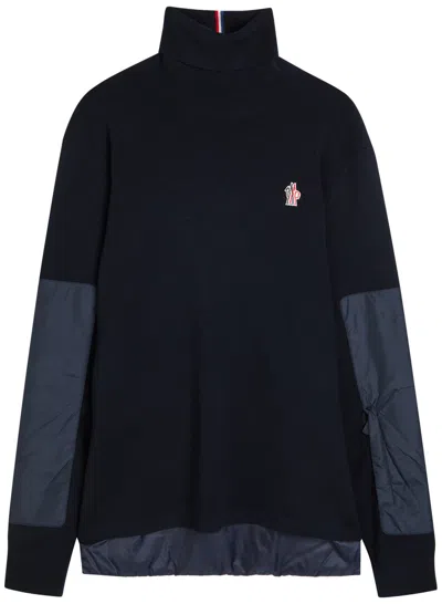 Moncler Grenoble Panelled Roll-neck Wool-blend Jumper In Animal Print