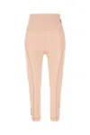Moncler Leggings Stretch Nylon Contrast Stitching In Pink