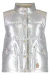 Moncler Pinchot High Collar Sleeveless Padded Gilet In Silver