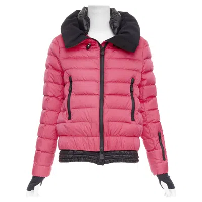 Pre-owned Moncler Grenoble Pink Nylon Black Trim Down Filled Puffer Ski Jacket Sz1 S