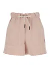Moncler Grenoble Pink Shorts With Elastic Drawstring Elastic Waist And Logo Embroidery On The Side I In Multicolor