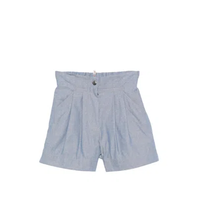 Moncler Grenoble Pleated Cotton Shorts In Blue