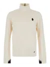 Moncler Men's Polartec Turtleneck With Thumboles In White