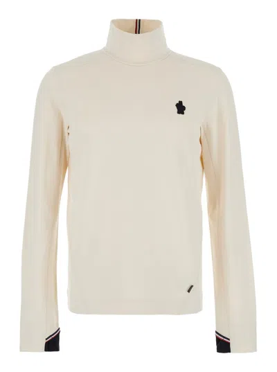 Moncler Men's Polartec Turtleneck With Thumboles In White
