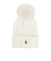 Moncler Ivory Virgin Wool Hat With Pompom In White