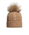 Moncler Grenoble Pompon Braided Beanie In Brown