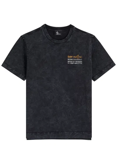 Moncler Grenoble Printed Faded Cotton T-shirt In Black