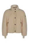 Moncler Ayles Short Down Jacket In Teddy And Wool Jackets White In Nude