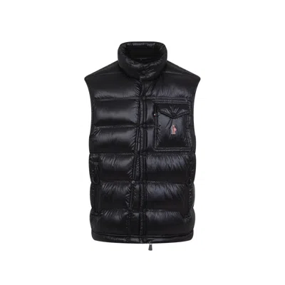 Moncler Grenoble Quilted Black Down Jacket With High Collar