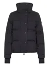 Moncler High Collar Quilted Nylon Outerwear In Black