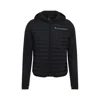 Moncler Striped Detailing Cotton Blend Hooded Jacket In Black
