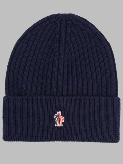Moncler Grenoble Quilted Puffer Beanie Hat For Men In Blue