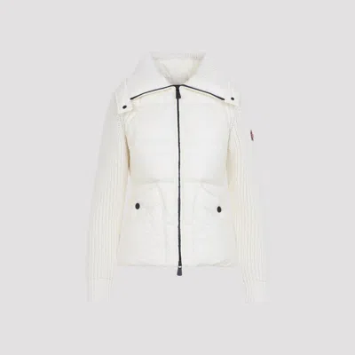 Moncler Grenoble Quilted Wool Cardigan With Zip In White