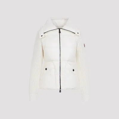 Moncler Grenoble Quilted Wool Cardigan With Zip In White
