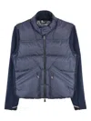 Moncler Grenoble Quilted Zip Up Cardigan In Navy Blu In Blue