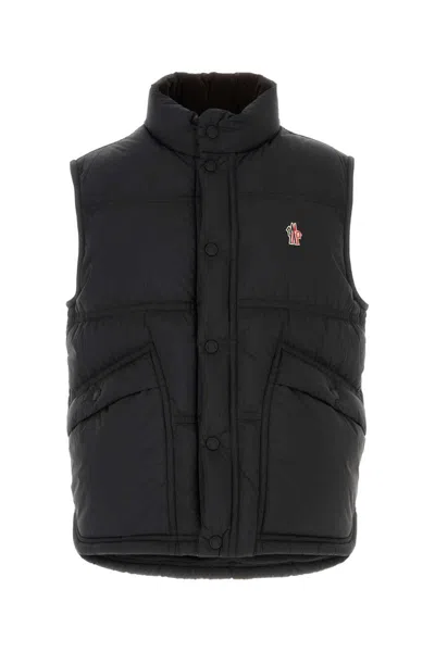 Moncler Grenoble Black Nylon Aul Sleeveless Down Jacket In Blue