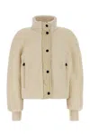 Moncler Teddy Ayles Jacket With Ribbed Collar And Cuffs In Neutral