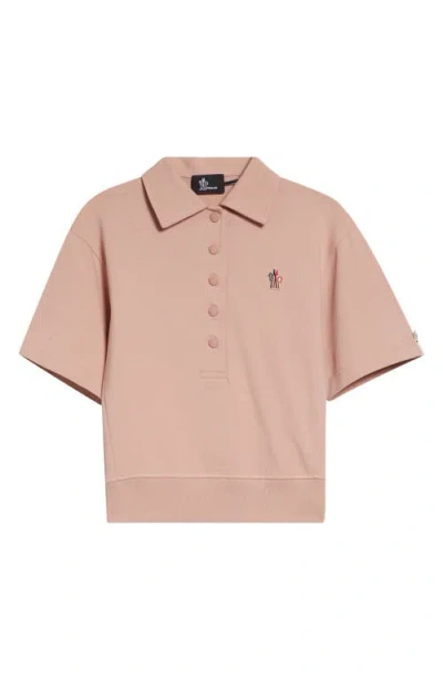 Moncler Grenoble Reflective Logo Patch Polo In Pink