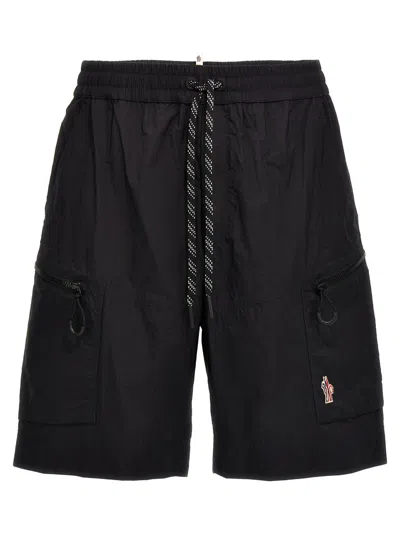 Moncler Grenoble Reflective Logo Ripstop Bermuda Shorts In Black