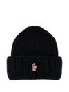 Moncler Grenoble Ribbed Beanie With Logo In Black