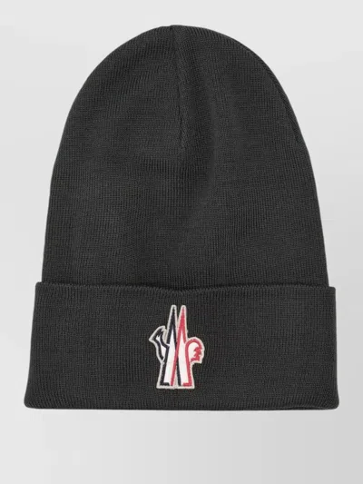 Moncler Grenoble Ribbed Hat Folded Cuff In Gray
