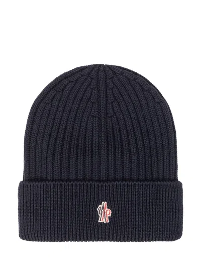 Moncler Grenoble Rib-knit Beanie With Fold-over Cuff In Blue