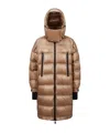 Moncler Grenoble Rochelair Long Down Coat In Brown