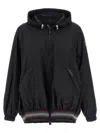 Moncler 'weekend' Hooded Jacket With Elastic Details In Black