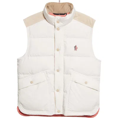 Moncler Grenoble Scais Mixed Media Down Puffer Vest In White