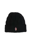 Moncler Grenoble Logo Patch Knitted Beanie In Black