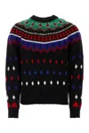 Moncler Grenoble Embroidered Wool Blend Tricot Sweater In Printed