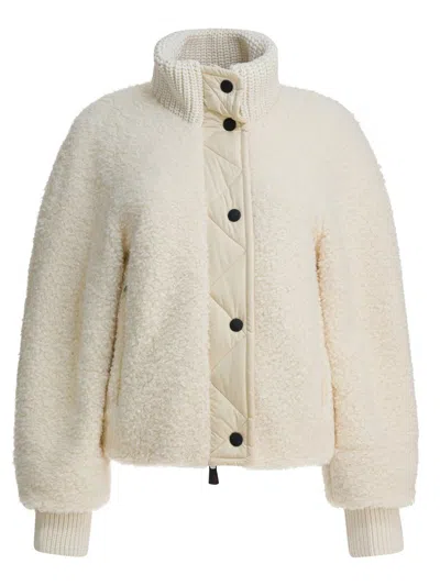 Moncler Short Puffer Jacket Ayles With High Collar In Neutral