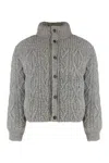 Moncler Grenoble Short Ellesmere Down Jacket In Wool Tweed In Gray