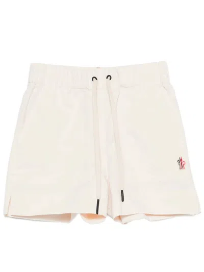 Moncler Grenoble White Polyester Shorts In Neutral