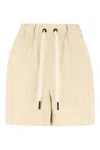 Moncler Elastic Waistband Shorts Side Pockets In Neutral