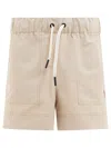 Moncler Light Pink Logo Patch Shorts In Beige