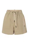 Moncler Shorts Elastic Waistband Side Pockets In Beige