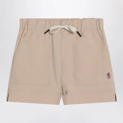 Moncler Grenoble Shorts With Logo Patch In Neutral