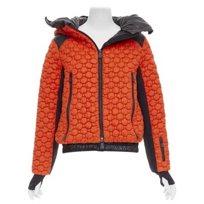 Pre-owned Moncler Grenoble Soubeyran Orange Wool Texture Quilted Down Ski Jacket Sz1 S
