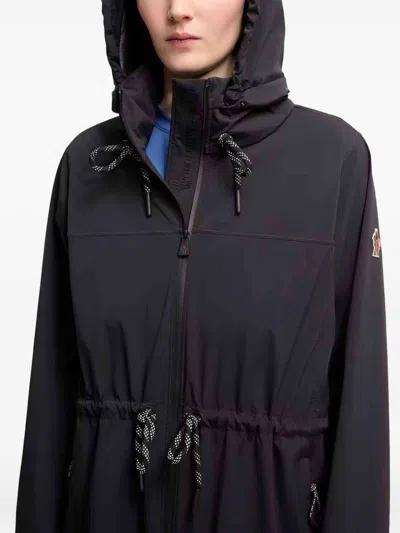 Moncler Grenoble Soulare Black Jacket With Concealed Hood In Multi